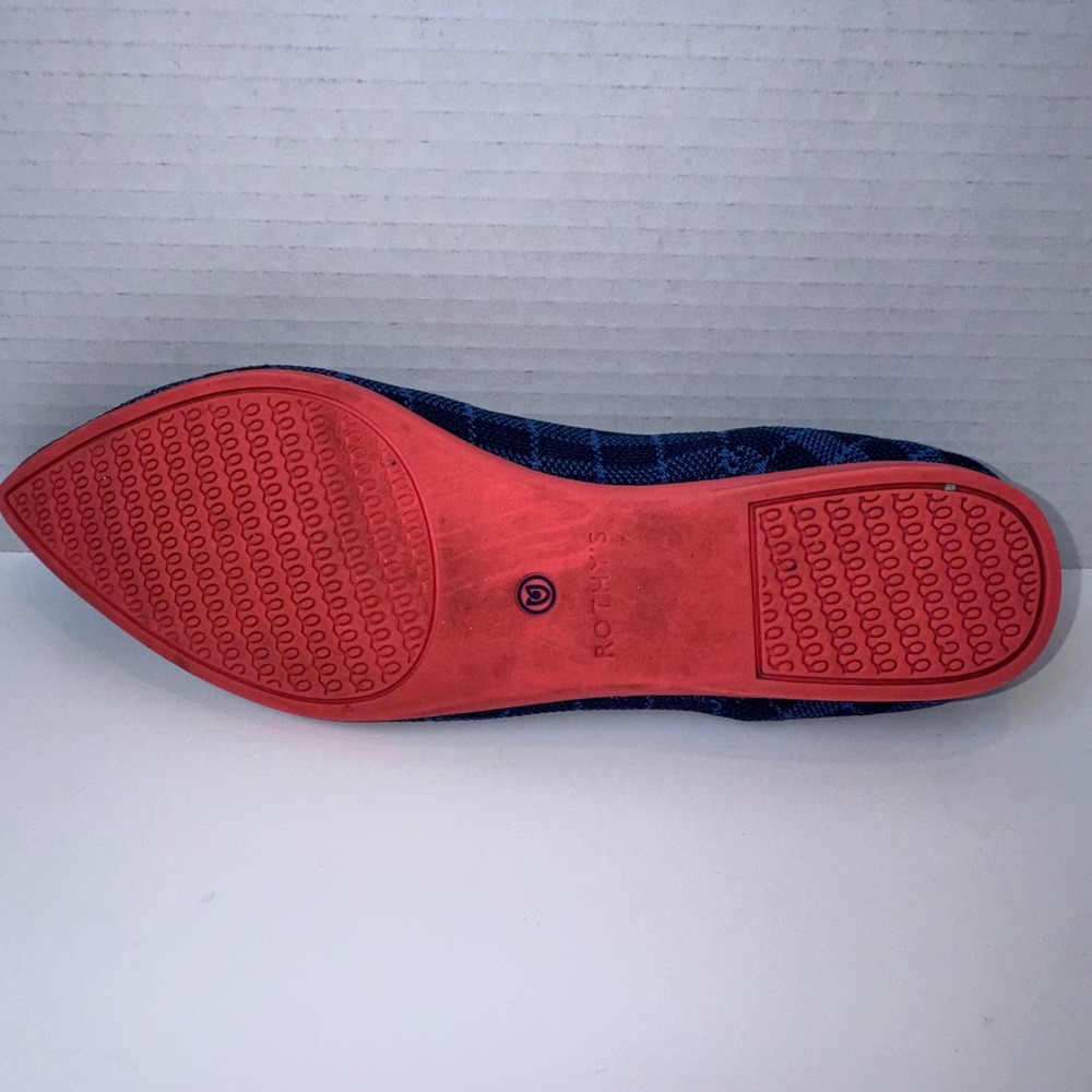 Rothy's The Point Women 8.5 Retired Indigo Gingham Plaid Flats Preppy - Picture 9 of 9